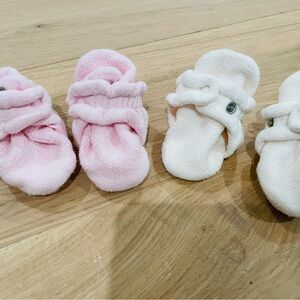 Zutano Baby Girl Fleece Booties Set of 2  in Pink & Cream (Size 0-3 months)